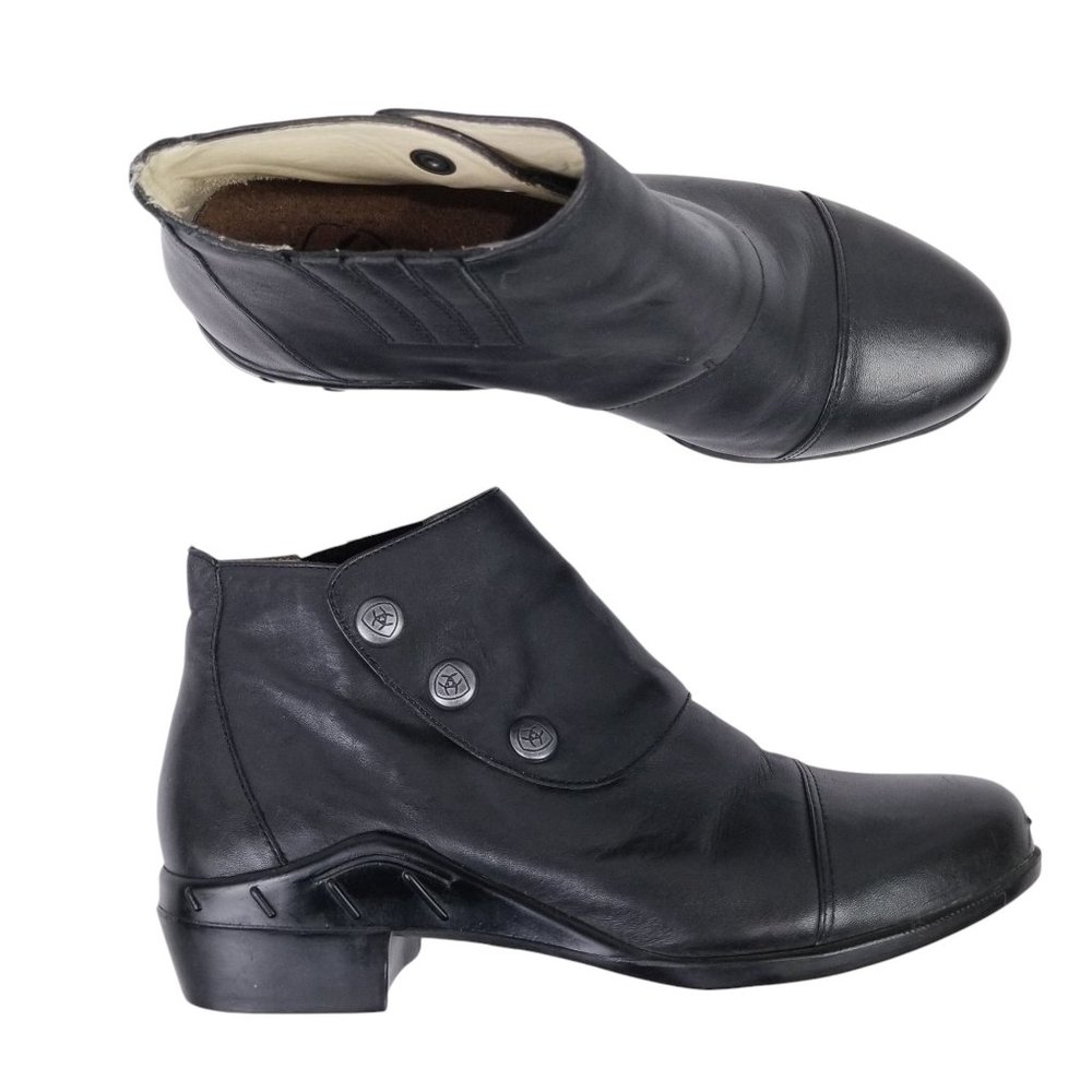 Ariat Spat III Ankle Boots Black Leather Sz 8